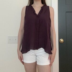 Alice + Olivia Deep Purple Sleeveless Blouse